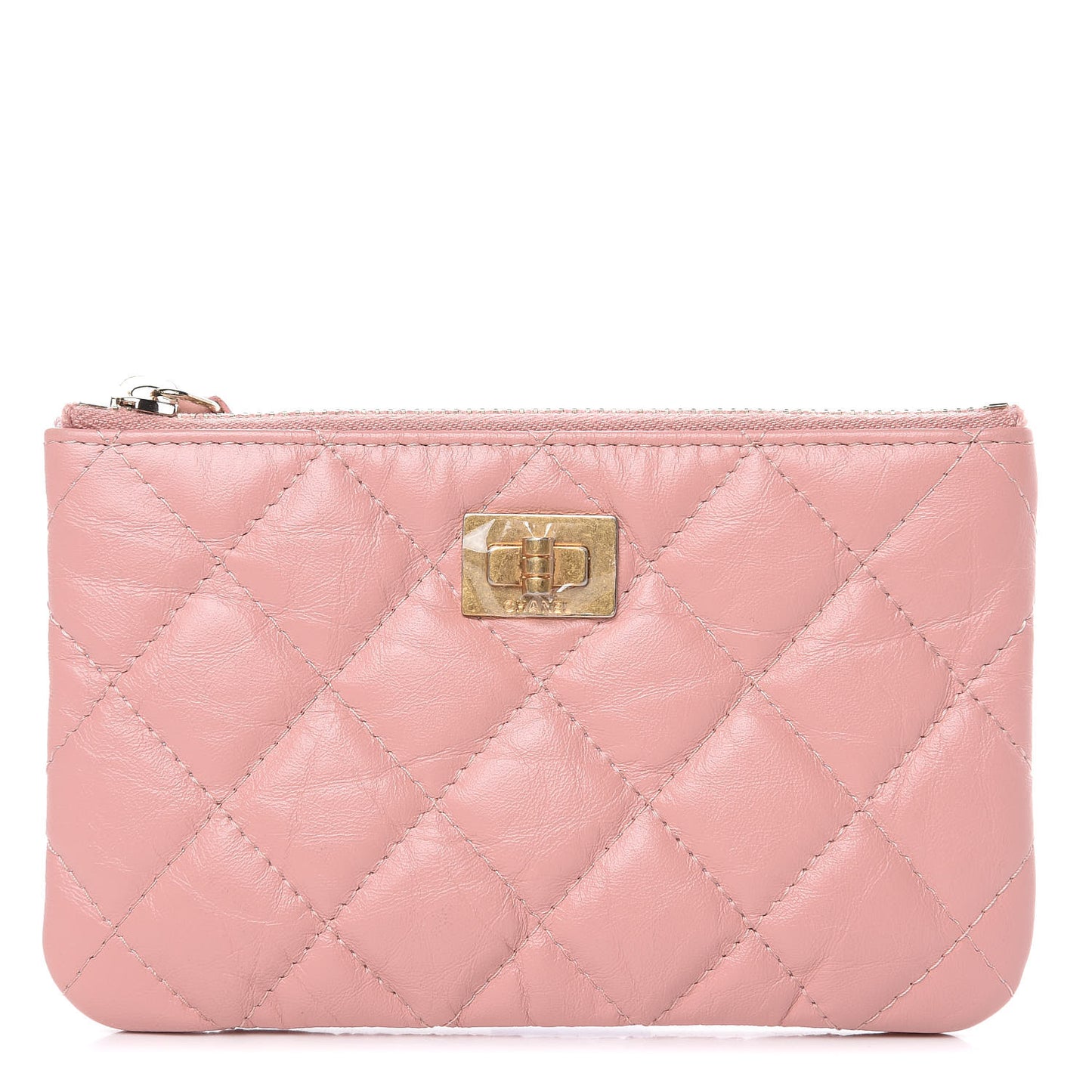 Aged Calfskin Quilted Small Reissue Cosmetic Case Light Pink