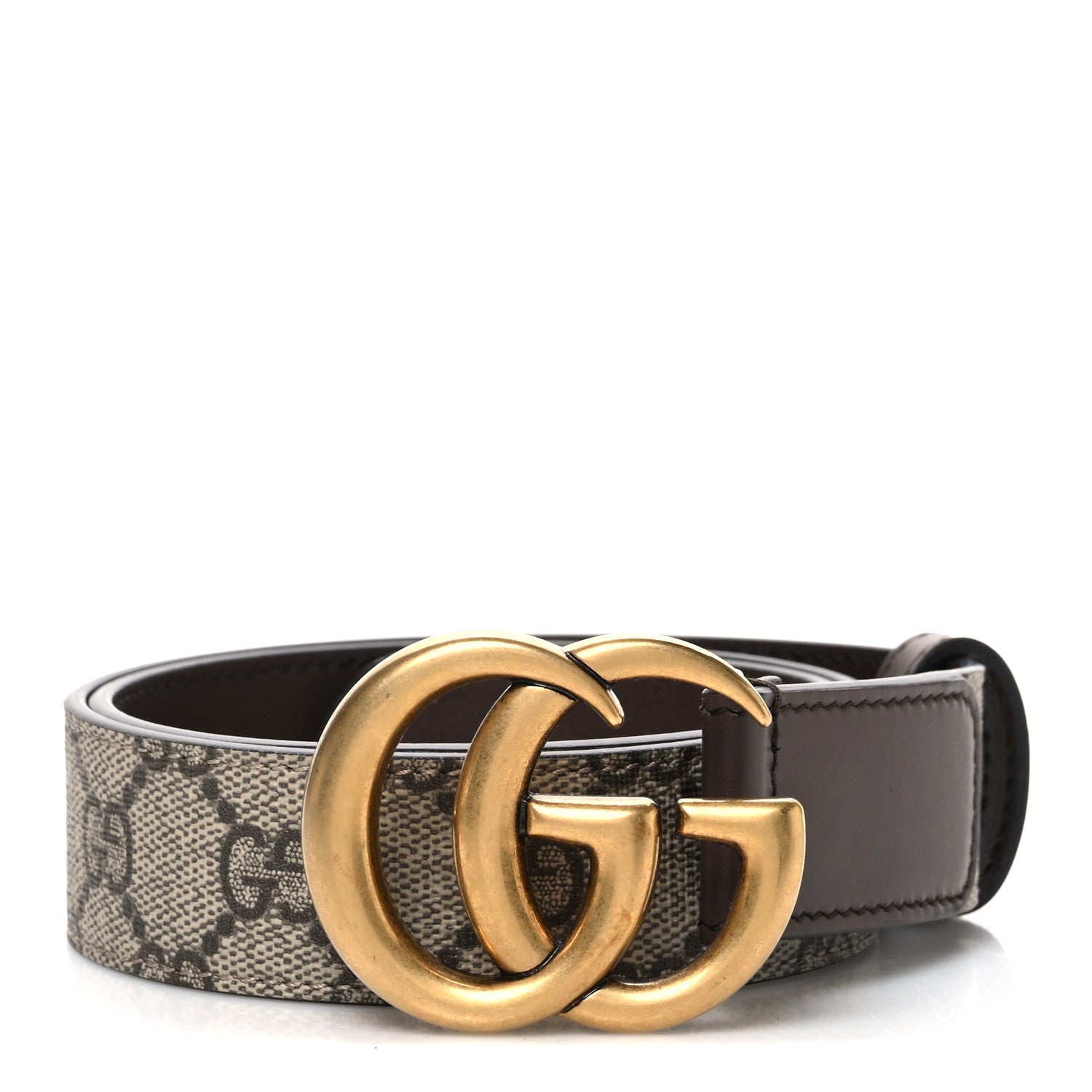 Gucci GG Supreme Monogram Matte Plutone Calfskin Double G 30mm Belt 70 28 Beige Ebony New Acero 1 of 5