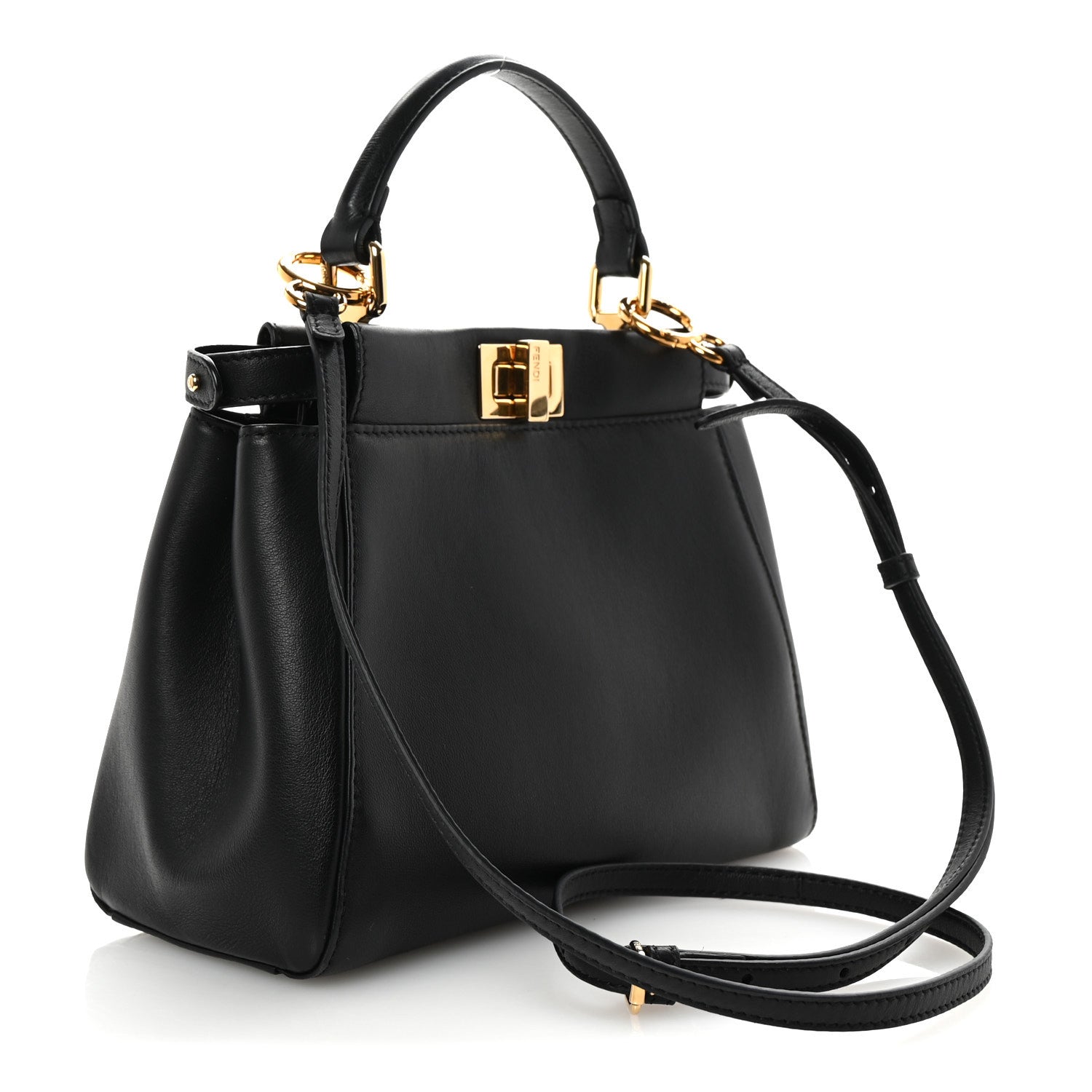 Fendi Nappa Mini Peekaboo Iconic Satchel Black 3 of 9