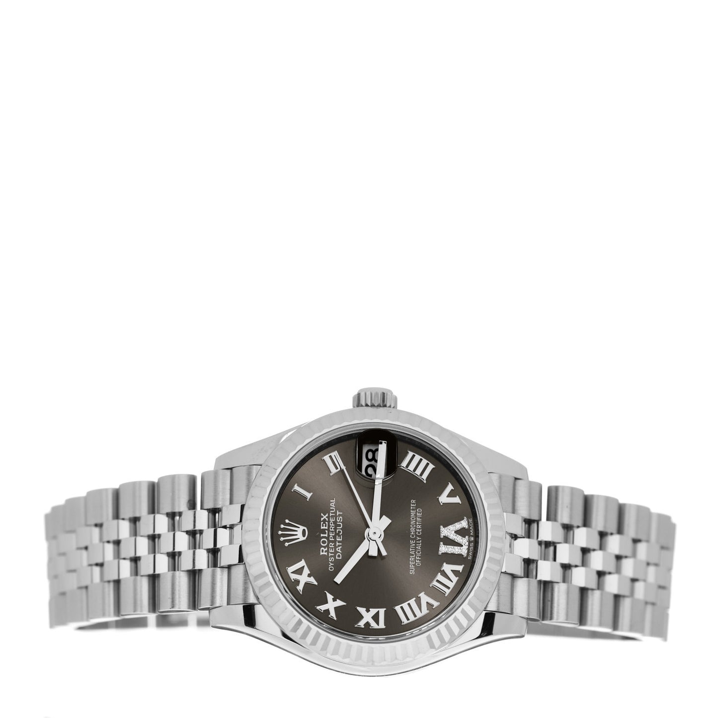 Stainless Steel 18K White Gold Diamond 31mm Oyster Perpetual Datejust Watch Dark Grey Roman 278274