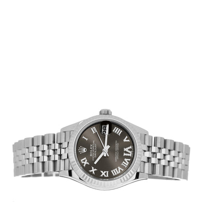 Rolex Stainless Steel 18K White Gold Diamond 31mm Oyster Perpetual Datejust Watch Dark Grey Roman 278274 2 of 5
