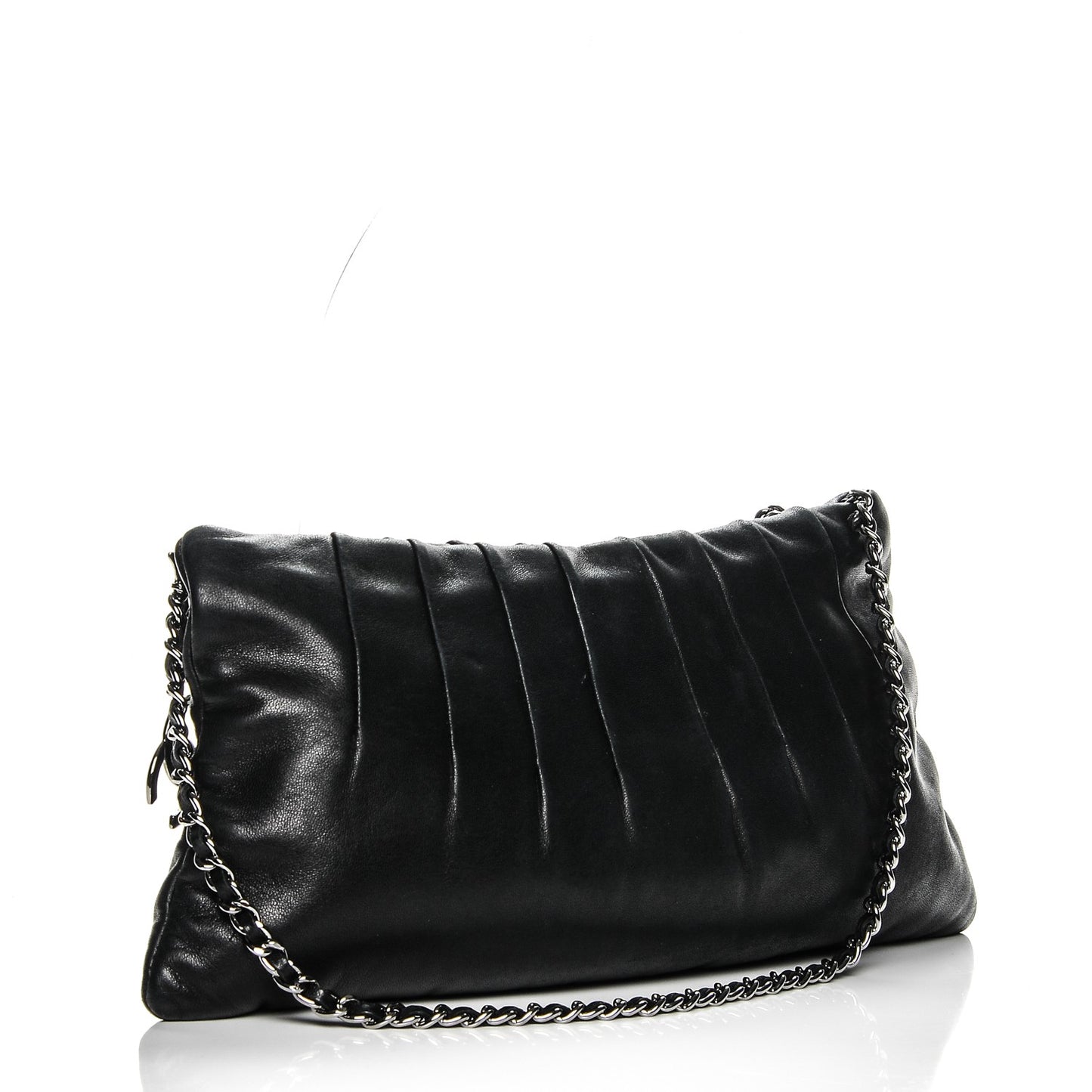 Lambskin Pleated Tassel Shoulder Bag Black