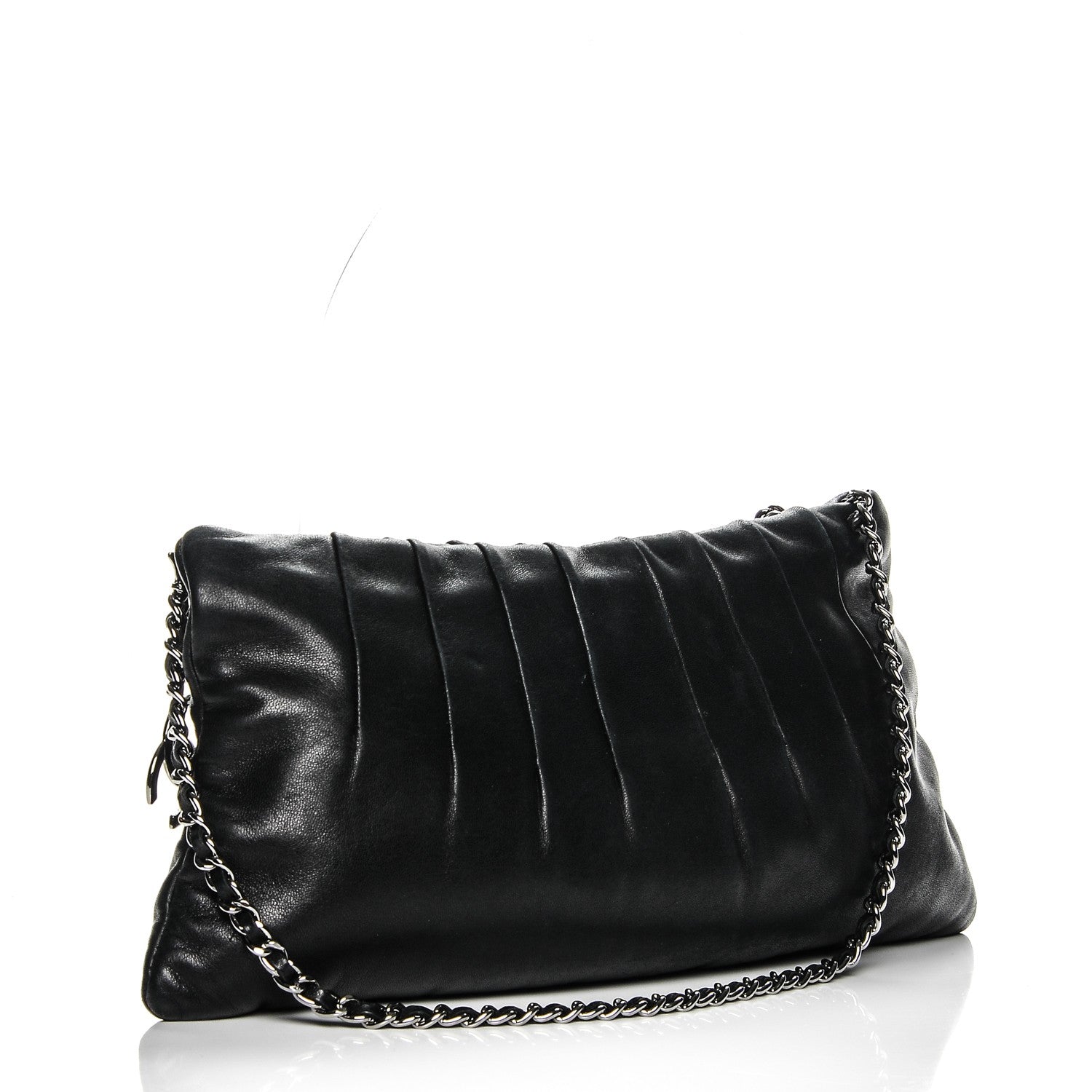 Chanel Lambskin Pleated Tassel Shoulder Bag Black 3 of 8