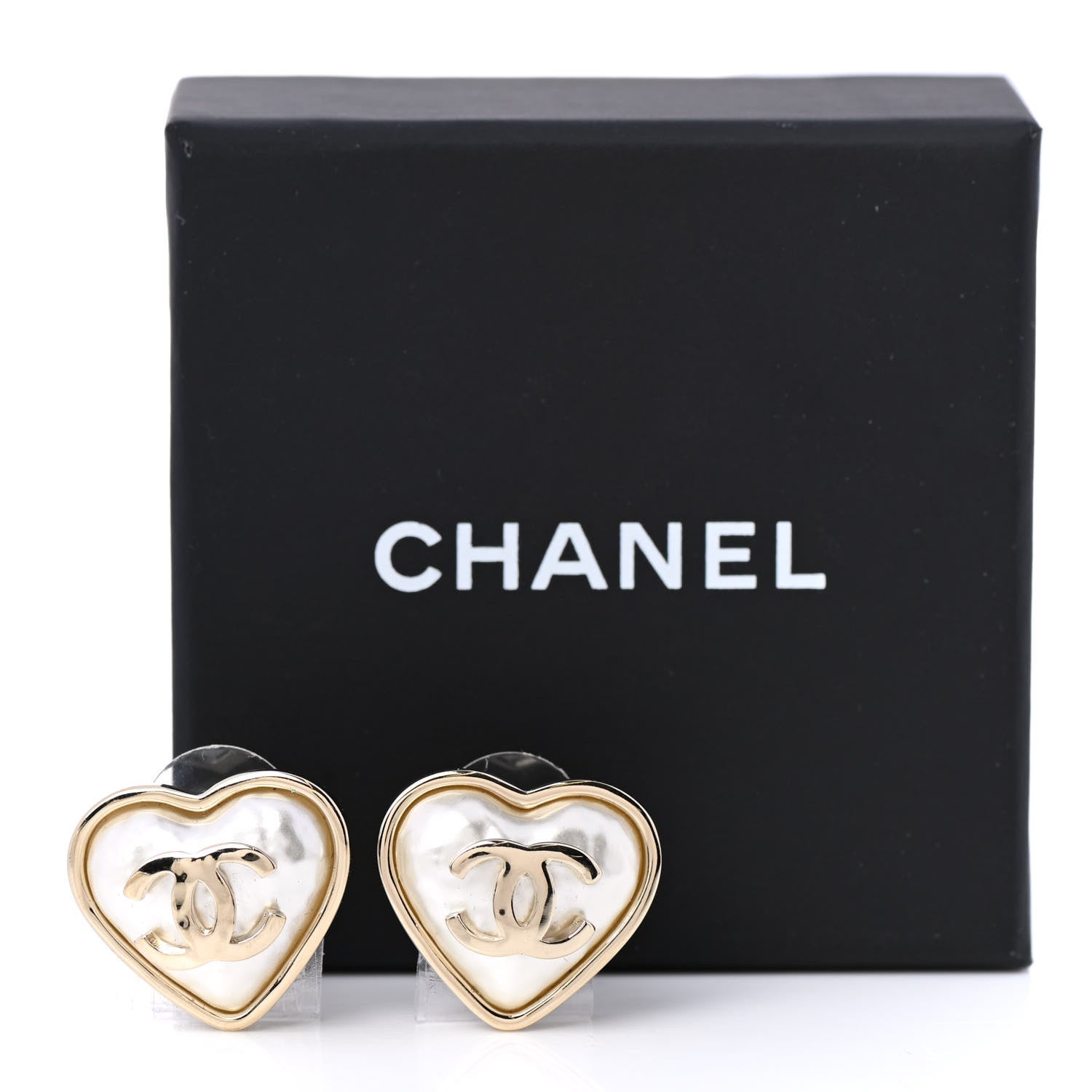 Chanel Pearl CC Heart Earrings Gold 5 of 5