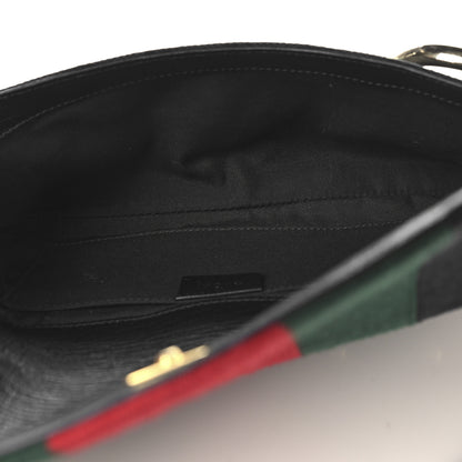 Gucci Monogram Web Horsebit Chain Clutch Black 5 of 11