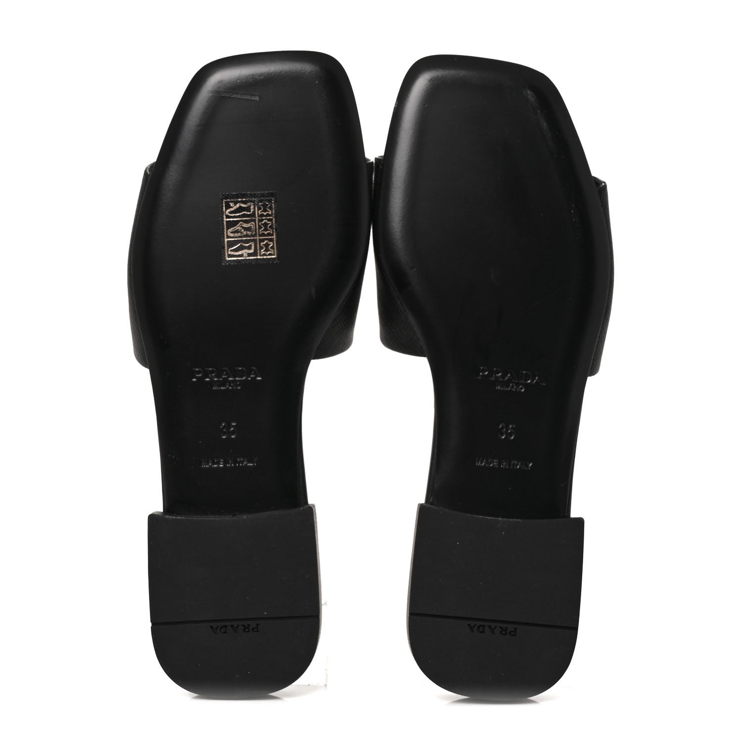 Prada Saffiano Metal Triangle Logo 10mm Slide Sandals 35 Black 5 of 7