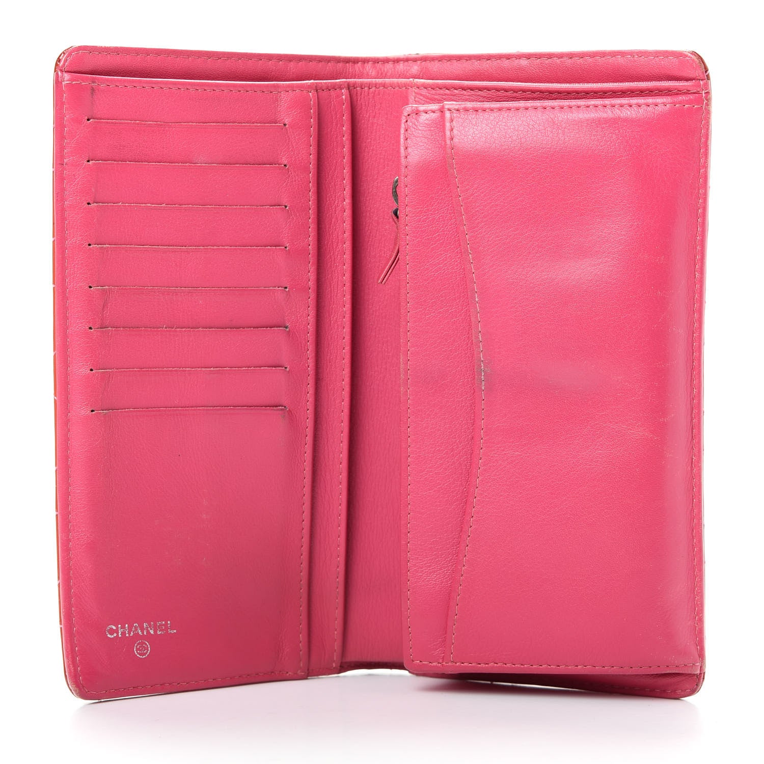 Chanel Patent Calfskin Quilted Yen Wallet Dark Pink 5 of 11