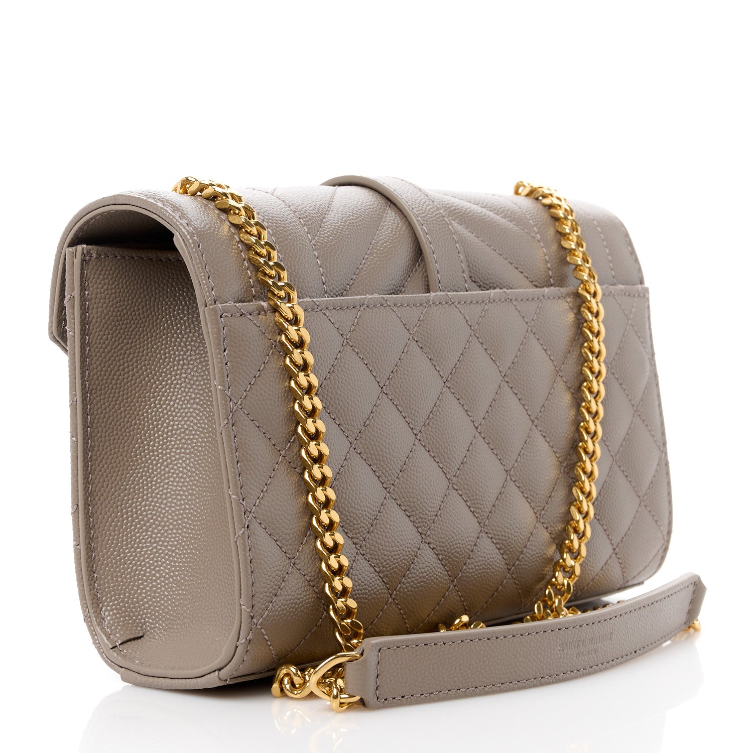 Saint Laurent Grain De Poudre Textured Mixed Matelasse Triquilt Small Monogram Satchel Greyish Brown 3 of 12