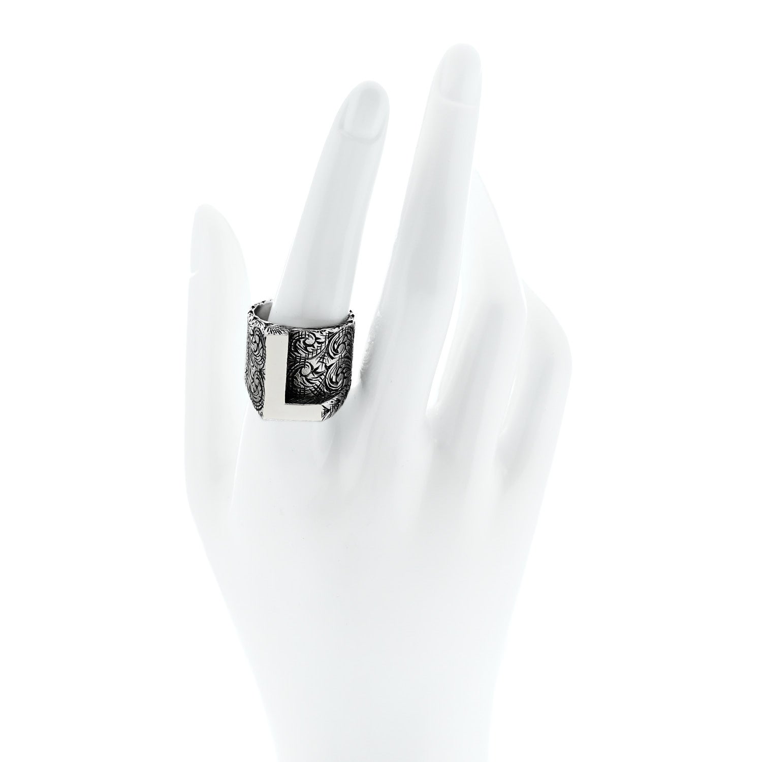 Gucci Sterling Silver Letter L Ring 60 9 2 of 7
