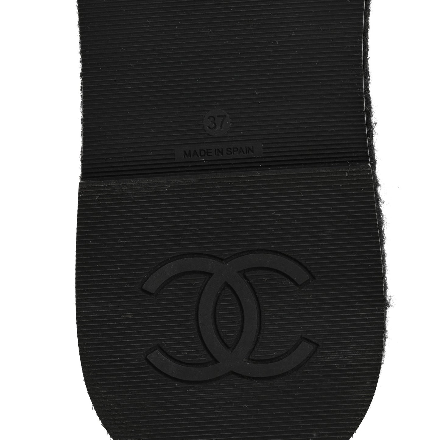 Wool Alpaca Chain CC Slide Sandals 37 Black