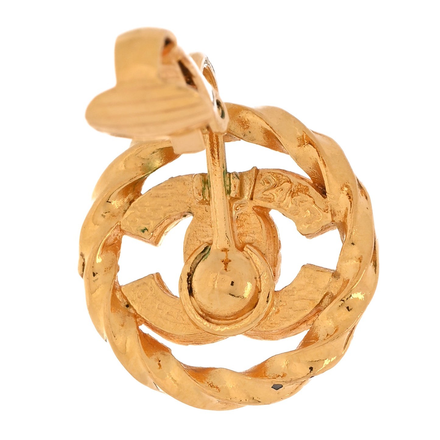 Crystal CC Round Clip On Earrings Gold