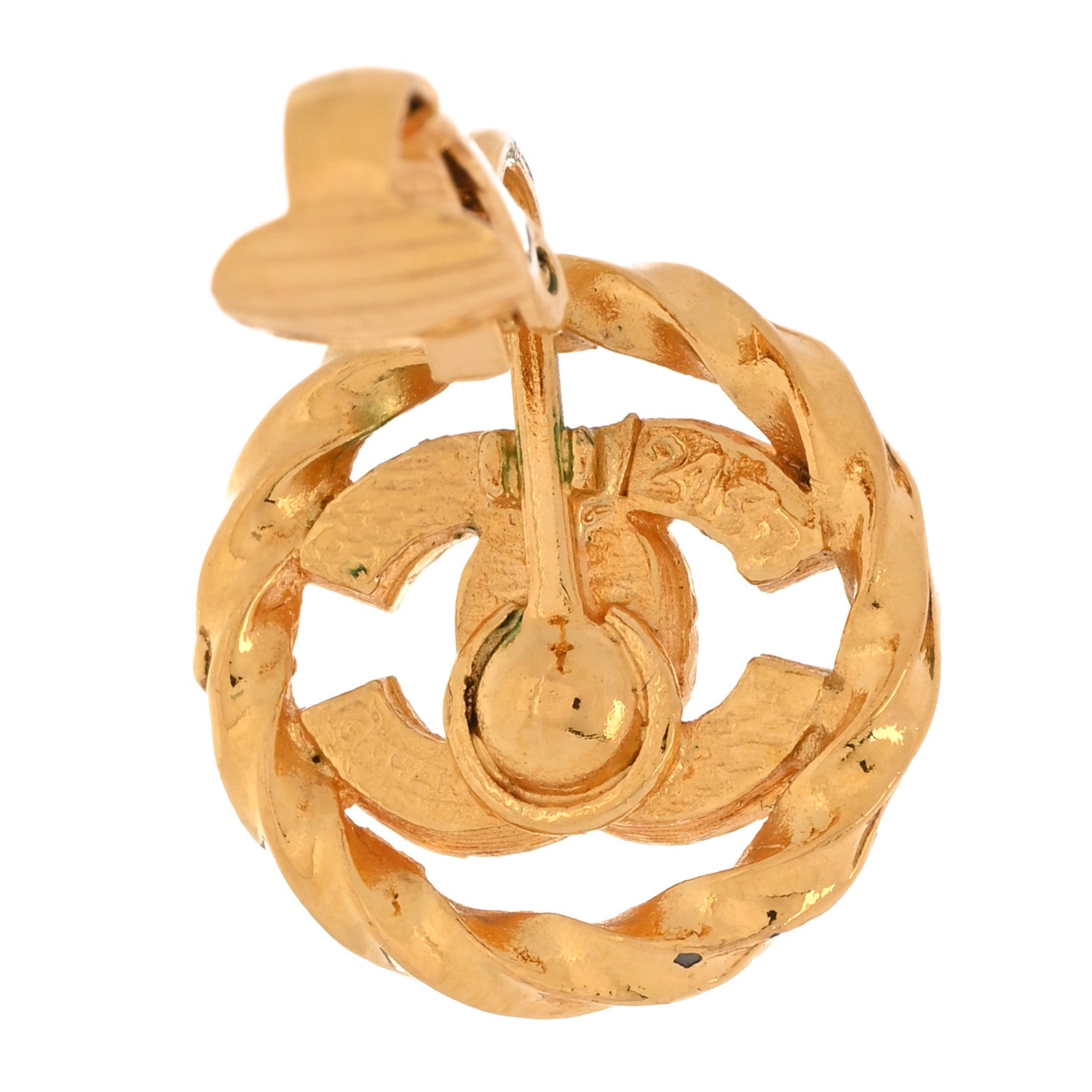 Chanel Crystal CC Round Clip On Earrings Gold 4 of 5