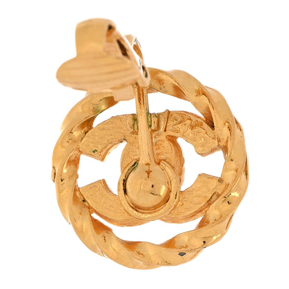 Chanel Crystal CC Round Clip On Earrings Gold 4 of 5