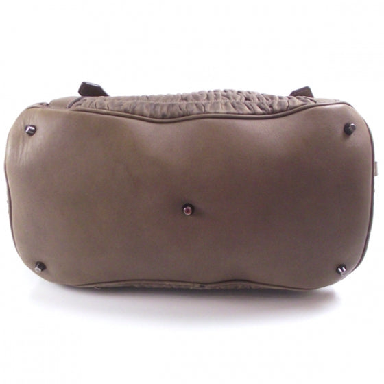 Leather Gathered Large Tote Bag