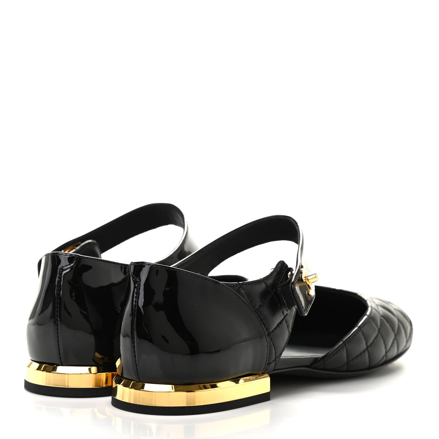 Chanel Patent Lambskin Quilted Cap Toe Ballerina Flats 38 Black 4 of 9