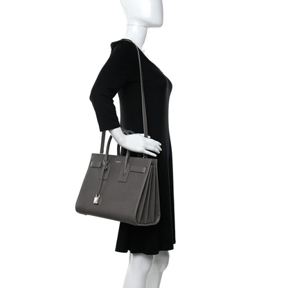 Saint Laurent Grained Calfskin Small Sac De Jour Fog 2 of 13