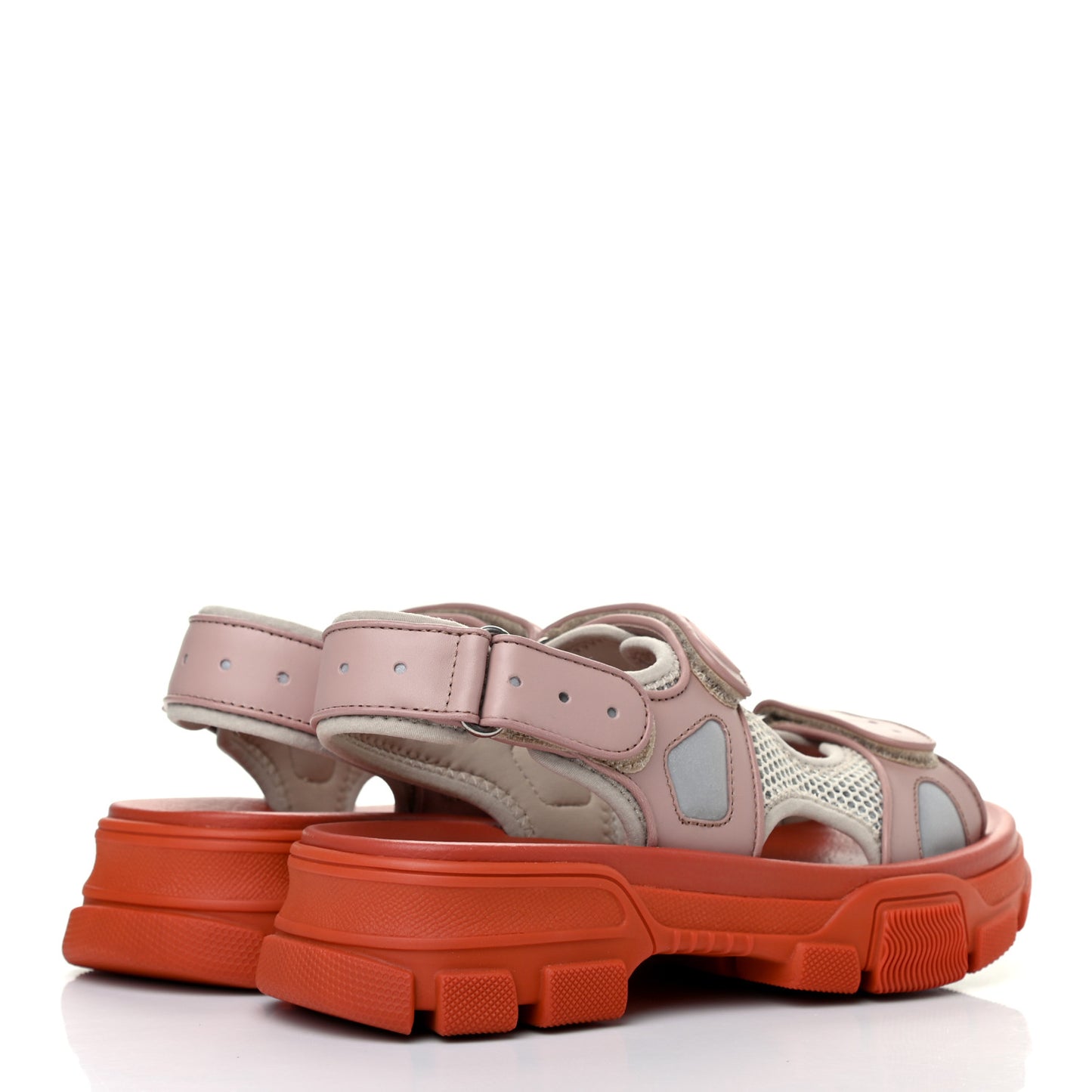 X SEGA Nappa Mesh Womens Aguru Sandals 37 Orange Pink
