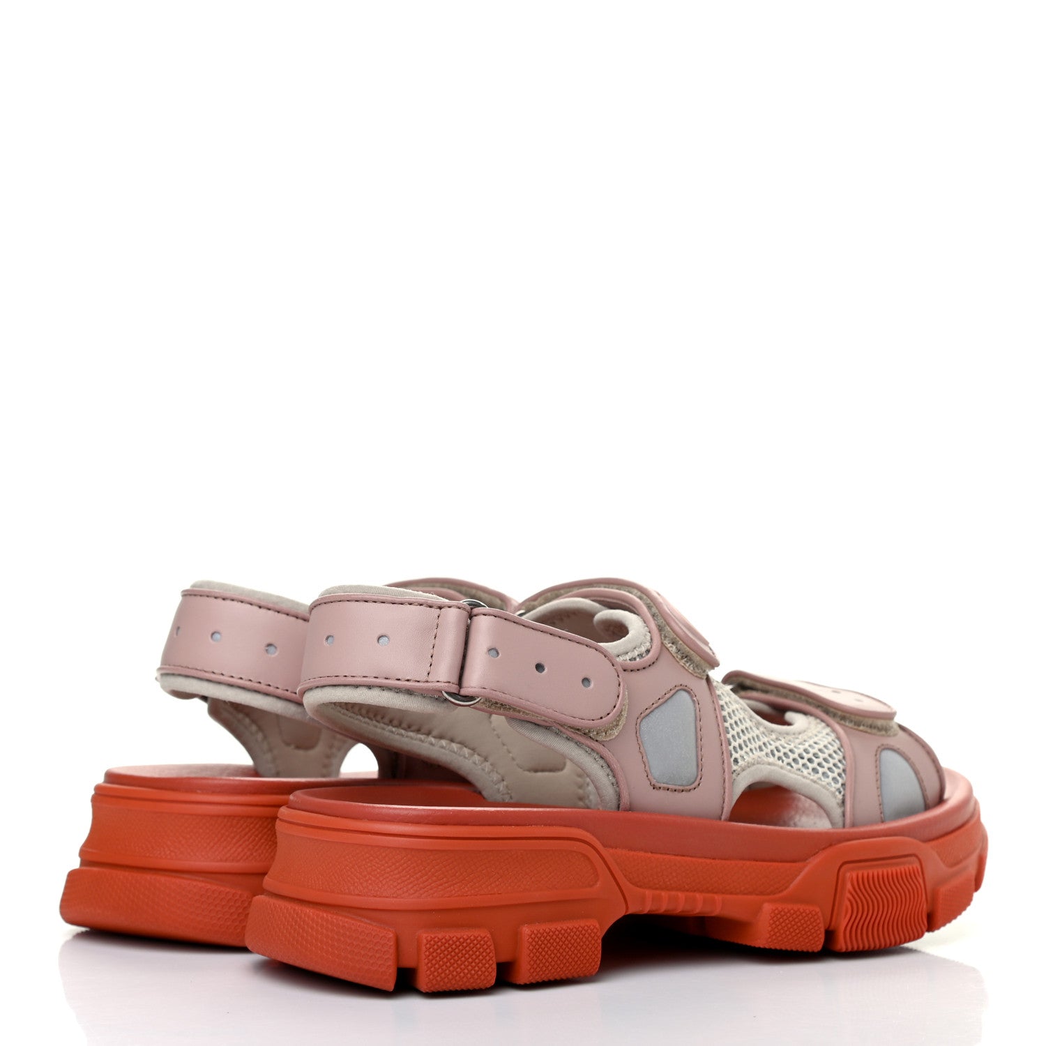 Gucci X SEGA Nappa Mesh Womens Aguru Sandals 37 Orange Pink 4 of 6