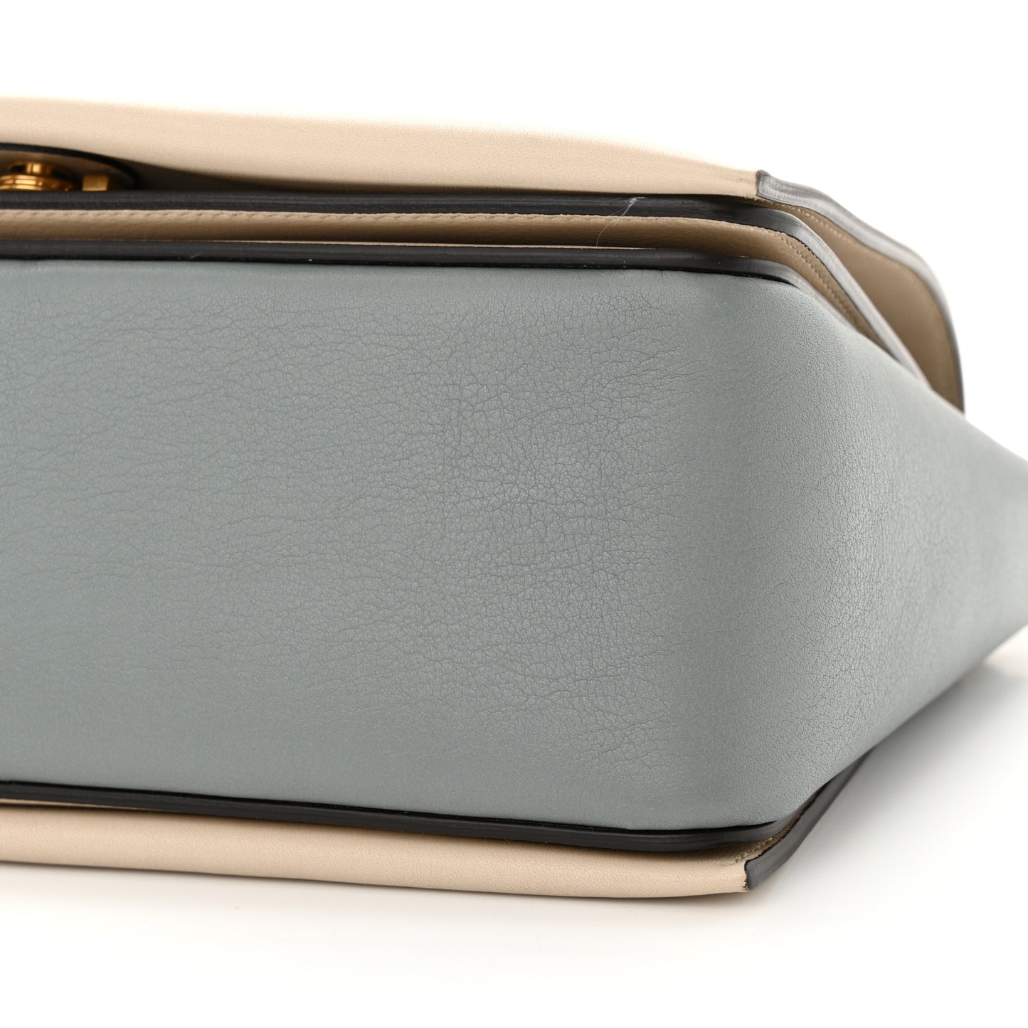 Shiny Smooth Calfskin Medium Frame Shoulder Bag Grege Storm