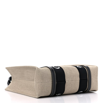 Chloe Linen Calfskin Medium Woody Ribbon Tote Black Blue 4 of 9