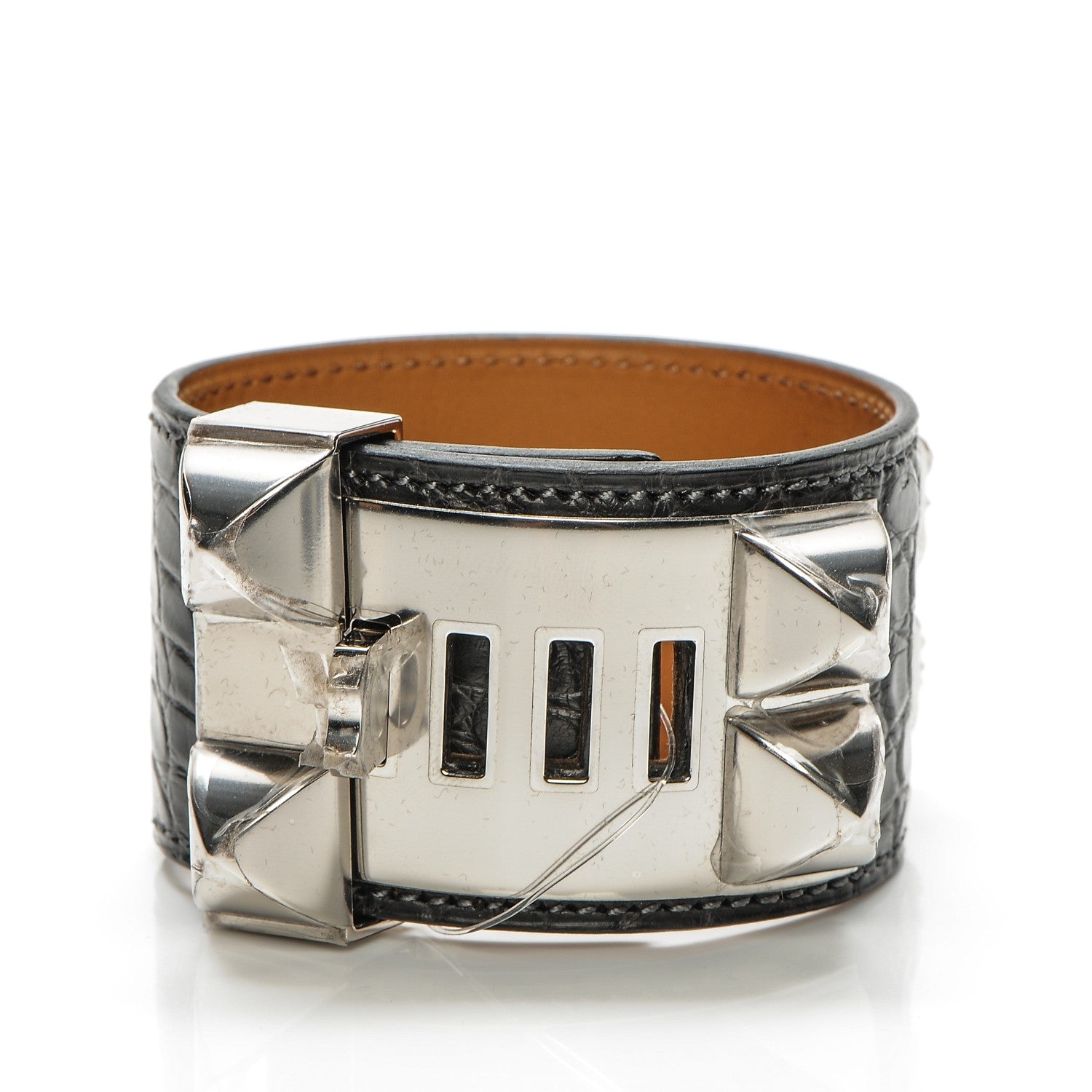 Hermes Matte Alligator Collier De Chien CDC Bracelet S Black 3 of 7