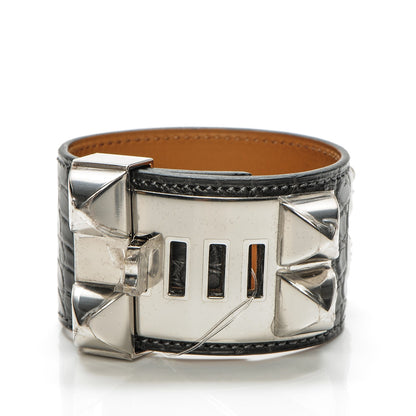 Hermes Matte Alligator Collier De Chien CDC Bracelet S Black 3 of 7