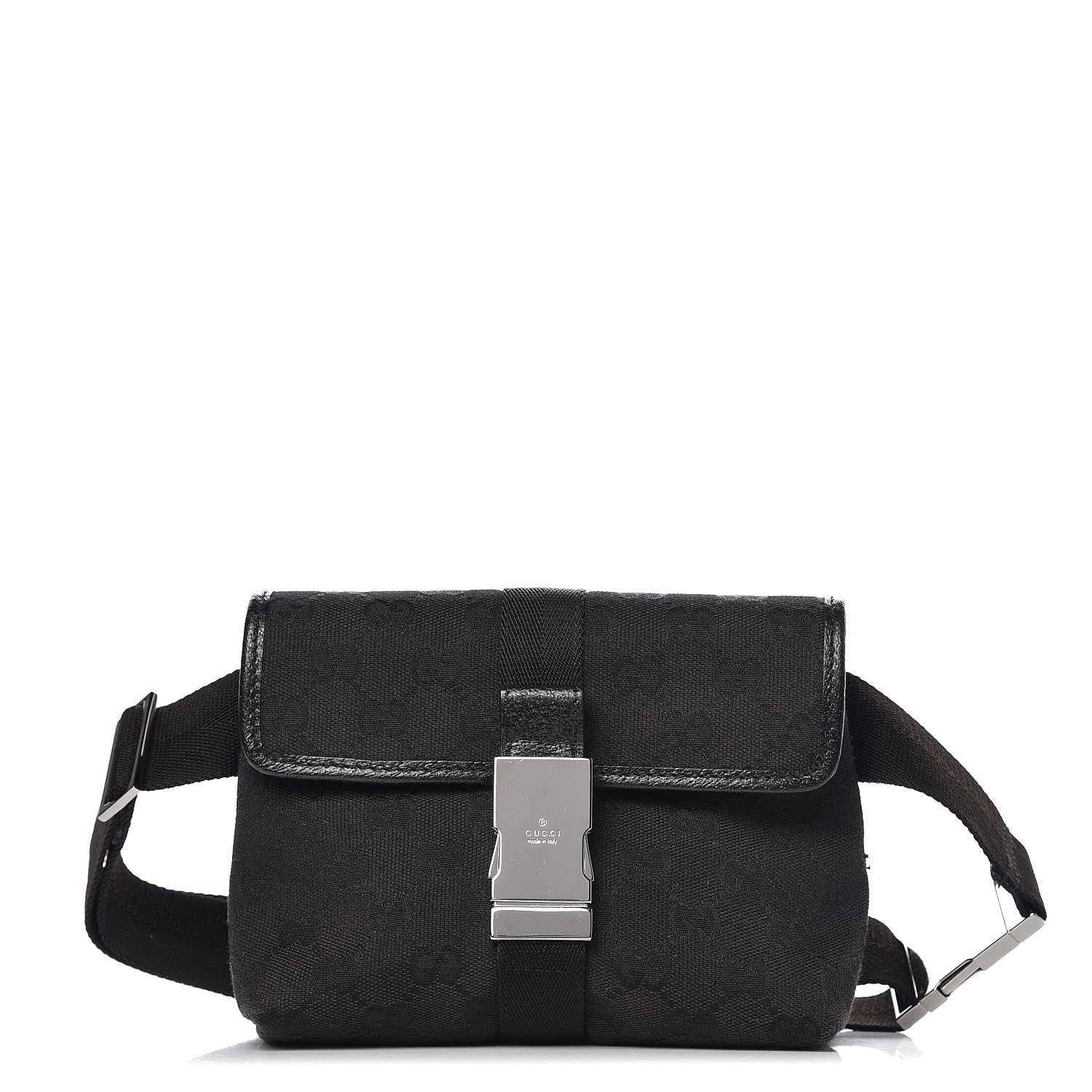 Gucci GG Monogram Web Buckle Belt Bag Black 1 of 9