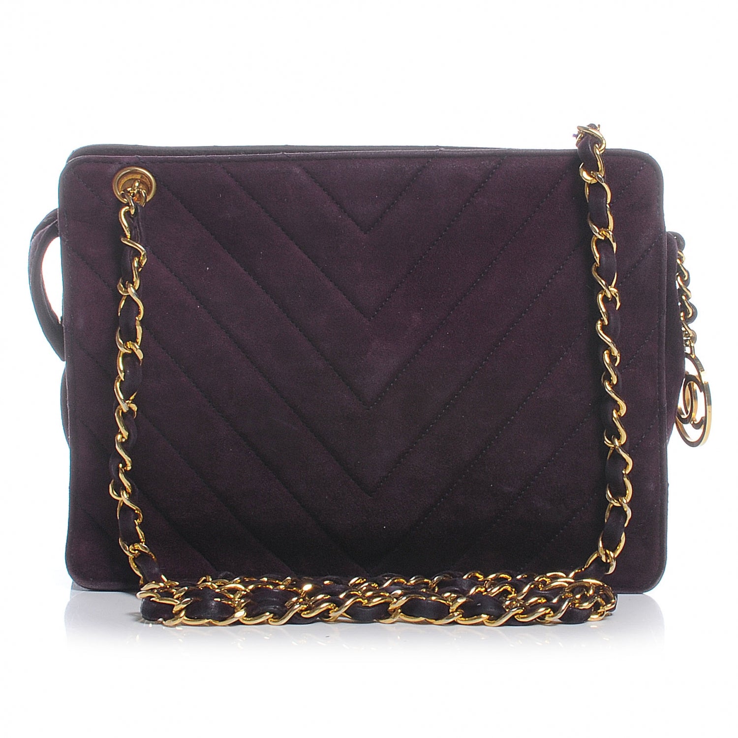 Chanel Suede Chevron Shoulder Bag Purple 1 of 8