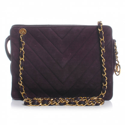 Chanel Suede Chevron Shoulder Bag Purple 1 of 8
