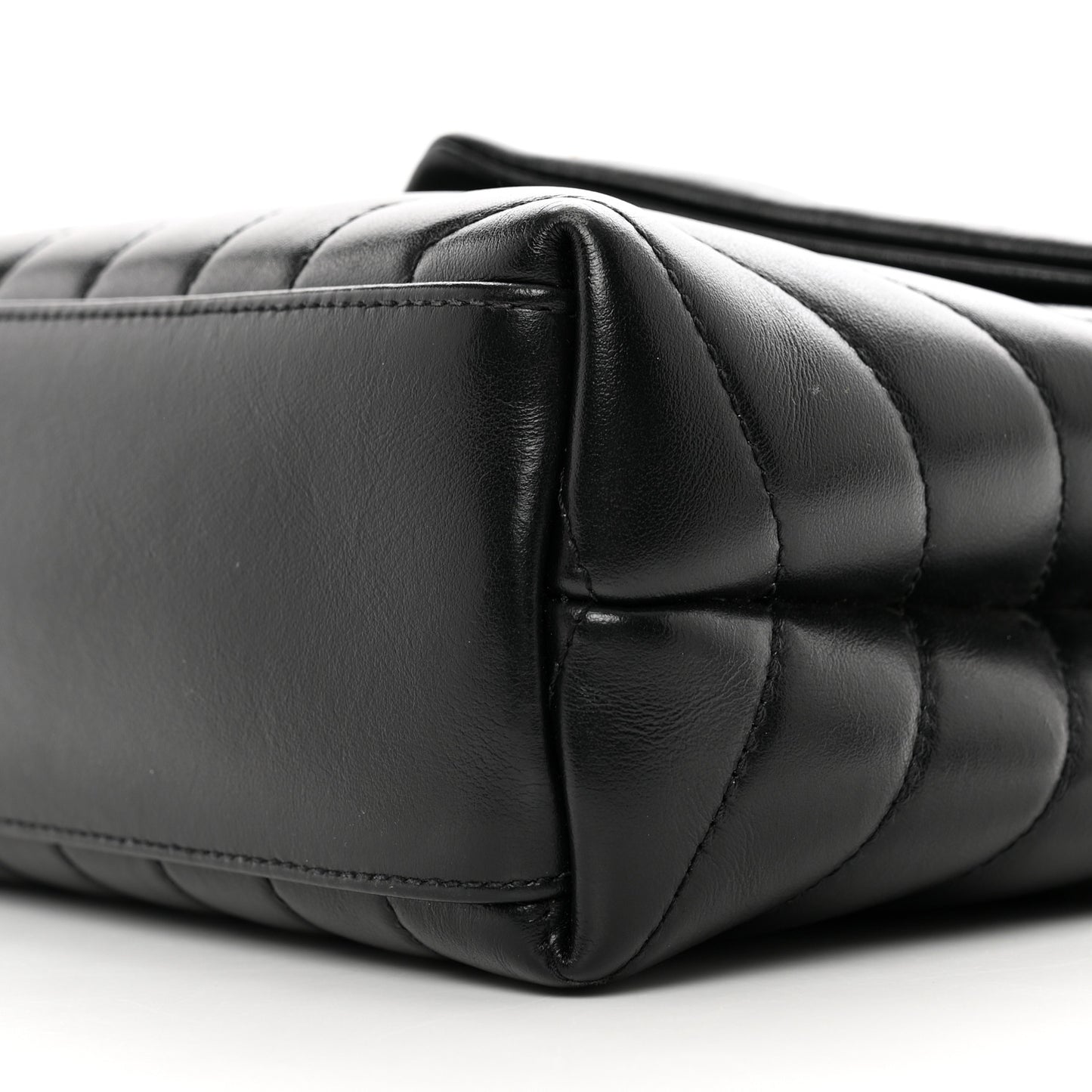 Calfskin Y Quilted Monogram Small Loulou Chain Satchel Black