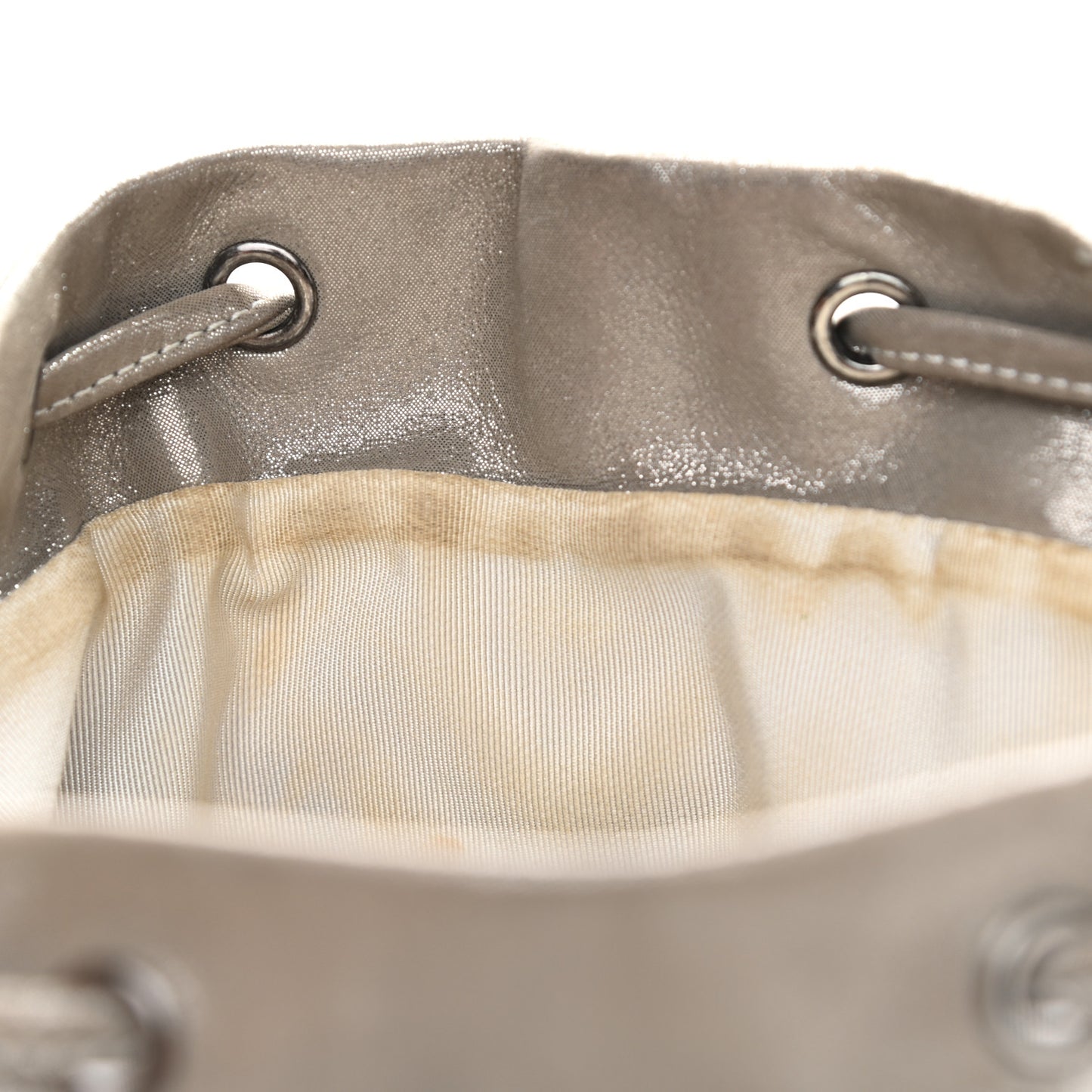 Iridescent Calfskin Chevron Quilted Small Urban Spirit Backpack Silver