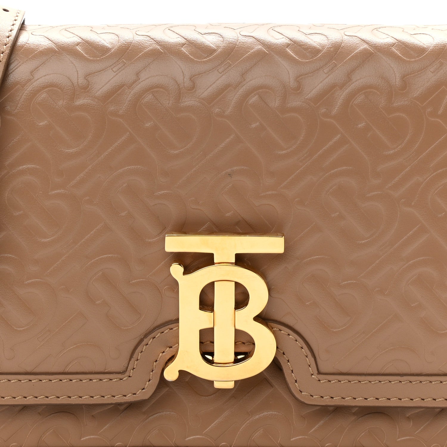 Burberry Calfskin Monogram Embossed Small TB Bag Light Camel 16 of 16