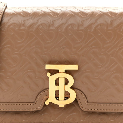 Burberry Calfskin Monogram Embossed Small TB Bag Light Camel 16 of 16