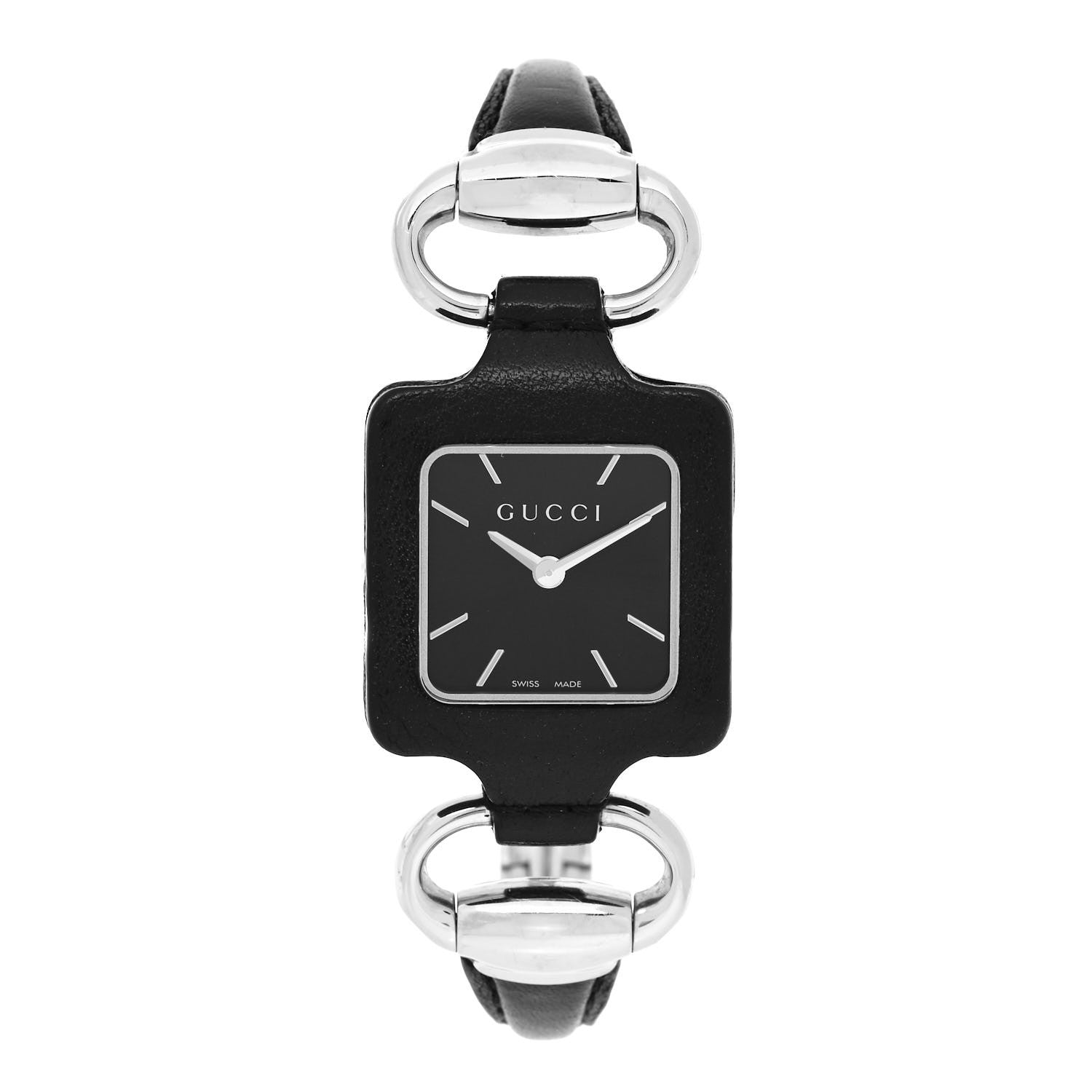 Gucci Stainless Steel Calfskin 25mm Firenze 1921 Horsebit Quartz Watch Black 1 of 4