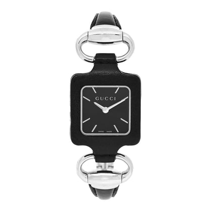 Gucci Stainless Steel Calfskin 25mm Firenze 1921 Horsebit Quartz Watch Black 1 of 4