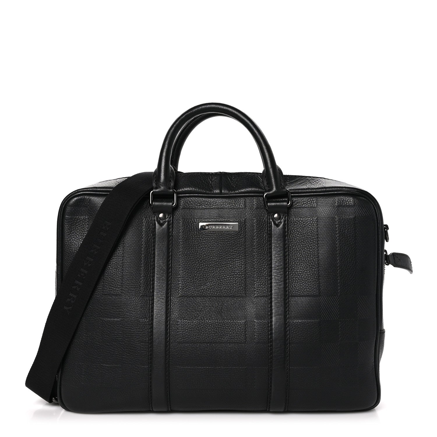 Burberry Heritage Grain Check Embossed Briefcase Black 1 of 10