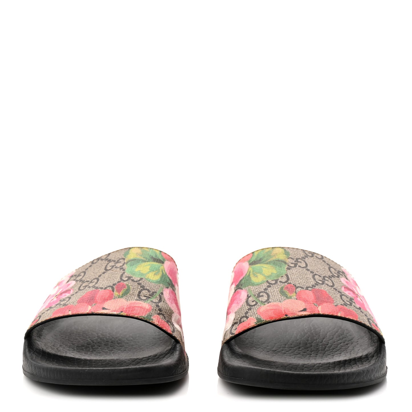 GG Supreme Monogram Blooms Slide Sandals 37 Beige Multicolor