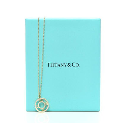 Tiffany 18K Yellow Gold Diamond Small Atlas Open Pave Pendant Necklace 6 of 6