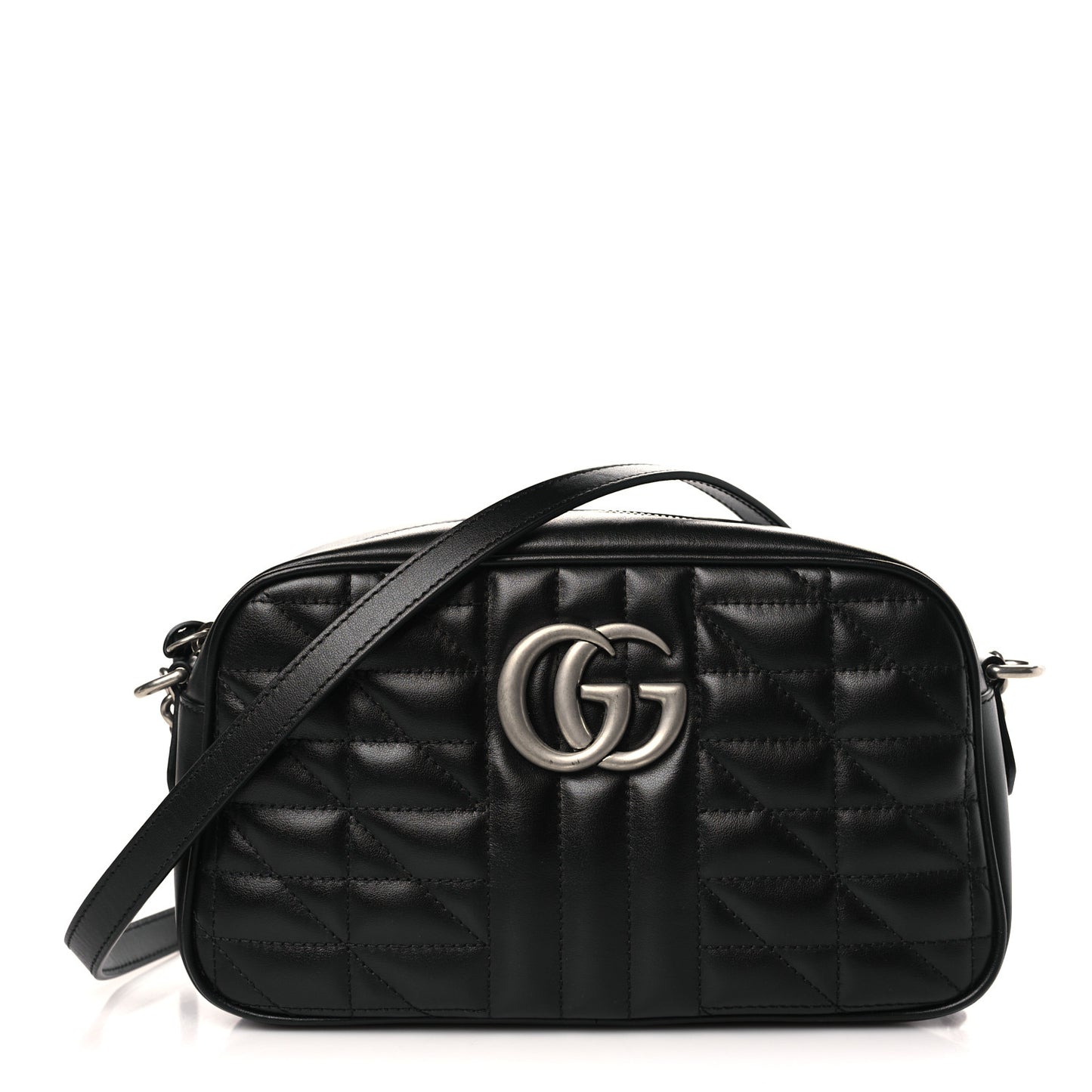 Calfskin Matelasse Aria Small GG Marmont Chain Shoulder Bag Black