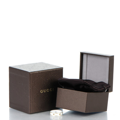 Gucci 18K Yellow Gold Zirconia Powder 7mm Studded Icon Ring 56 7.5 White 6 of 6
