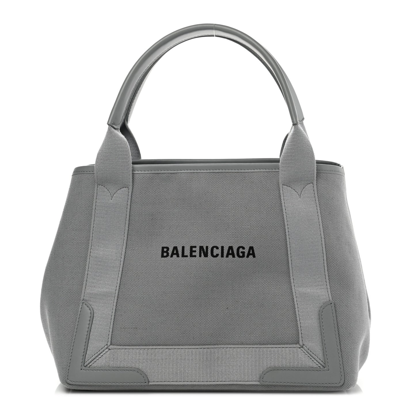 Cotton Canvas Silk Calfskin S Navy Cabas Balenciaga Grey