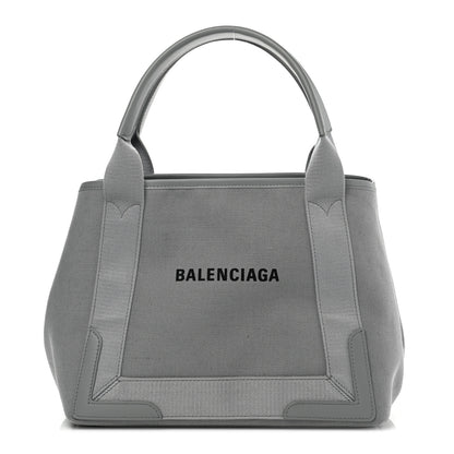 Balenciaga Cotton Canvas Silk Calfskin S Navy Cabas Balenciaga Grey 2 of 12