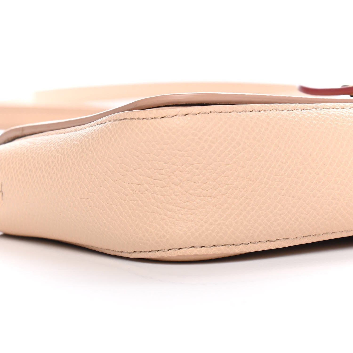 Celine Grained Shiny Calfskin Strap Clutch Light Taupe Red 9 of 10