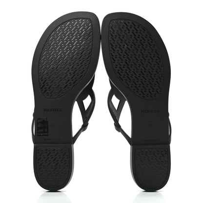 Hermes Rubber Womens Egerie Sandals 39 Black 5 of 9