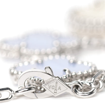 Van Cleef & Arpels 18K White Gold Chalcedony Mother of Pearl 5 Motifs Magic Alhambra Bracelet 3 of 5