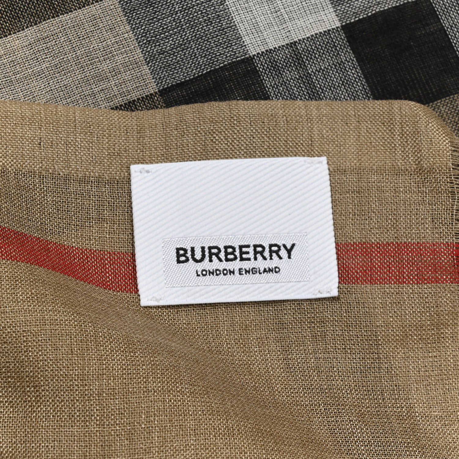 Burberry Wool Silk Gauze Giant Check Lightweight Scarf Camel 4 of 5