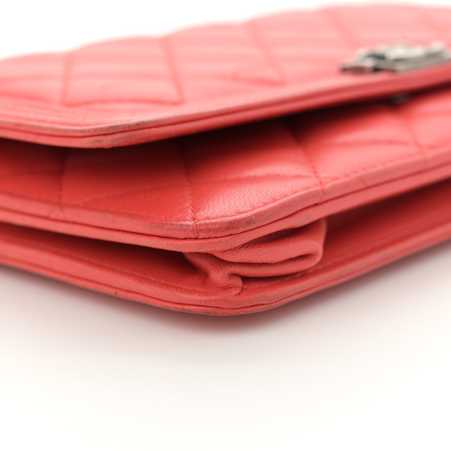Lambskin Quilted Boy Wallet On Chain WOC Red
