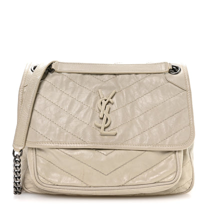 Saint Laurent Crinkled Calfskin Matelasse Monogram Medium Niki Chain Satchel Crema Soft 1 of 9