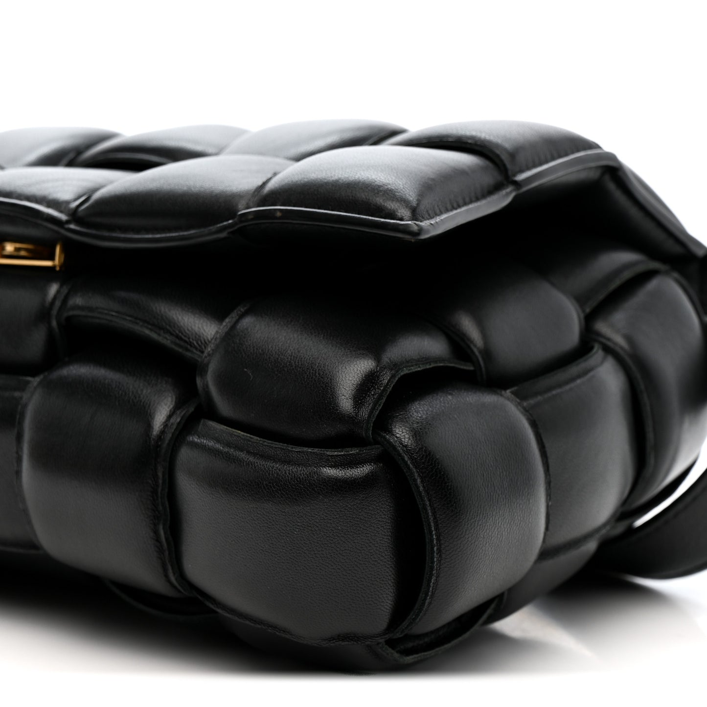 Nappa Maxi Intreccio Padded Cassette Crossbody Bag Black