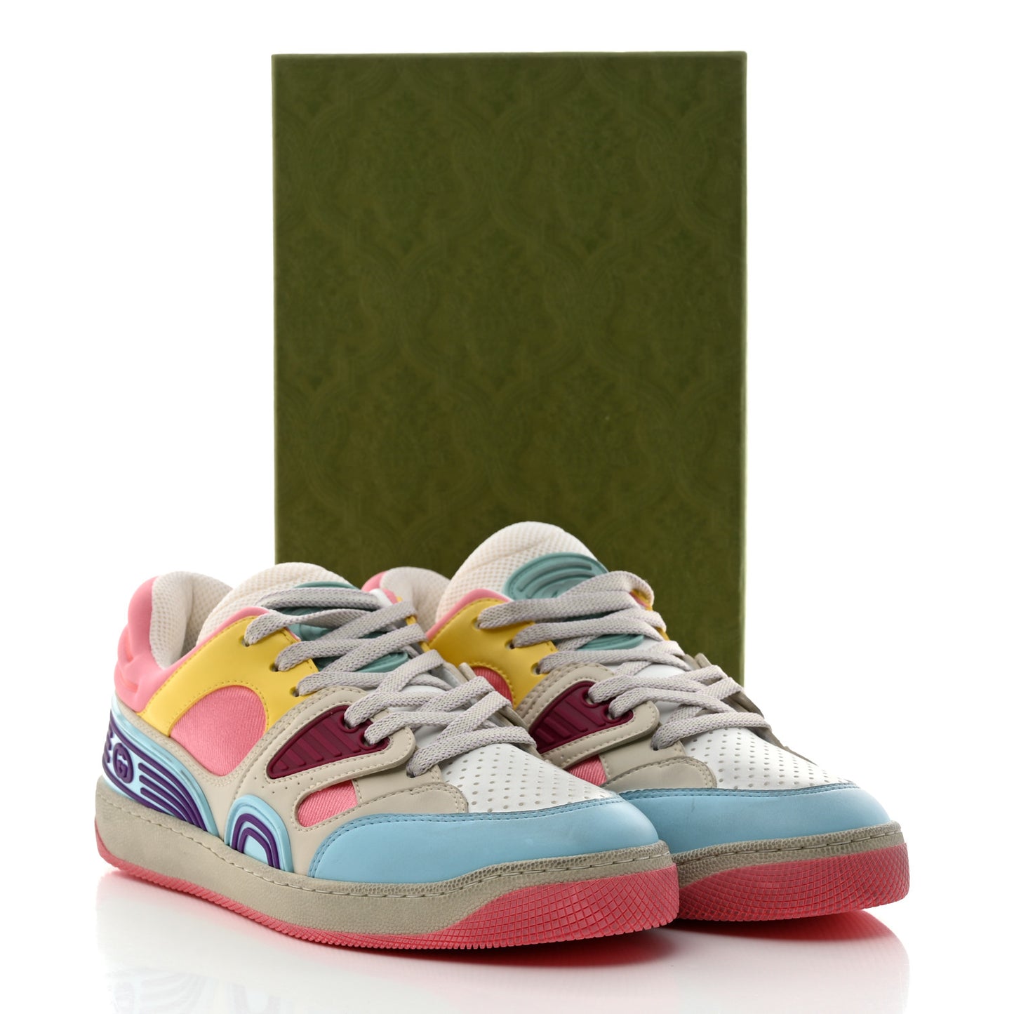 Demetra Womens Basket Low Top Sneakers 37.5 Spongy Azure Great White Mystic White Box Pink